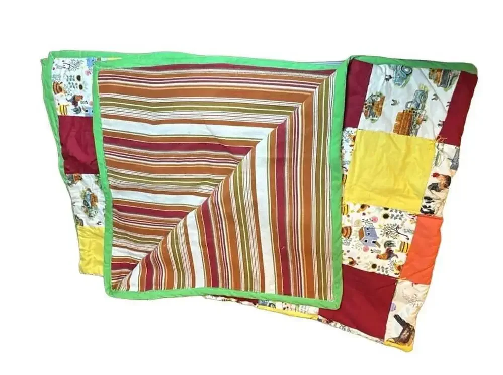 Handmade Patchwork Farmhouse Quilt Blanket Multi-Color